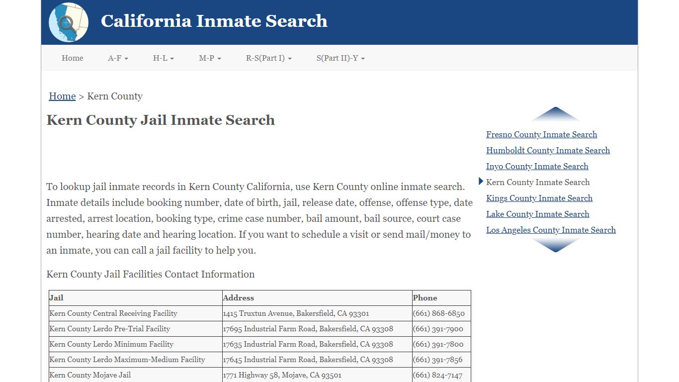 Kern County Jail Inmate Search